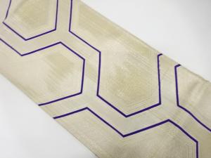 アンティーク　佐賀錦　純銀箔　毘沙門亀甲に古典柄織り出し袋帯（材料）